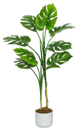 mcc direct Artificial Monstera Tree, 110cm Tall Large Decorative Artificial Plant with Plastic Planter and Artificial Moss for House Bedroom Office Garden Store Decoration