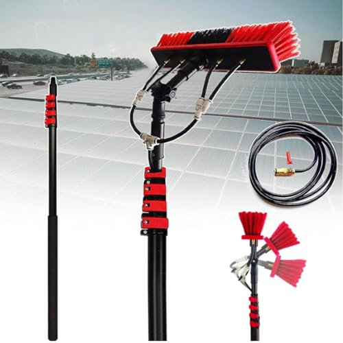 Kit palo Alimentato ad Acqua, Spazzola alimentata ad Acqua di Lunghezza 12-39 Piedi, Sistema di Pulizia telescopico Alimentato ad Acqua, pulitore per finestre Esterne con Testina Spazzola gi