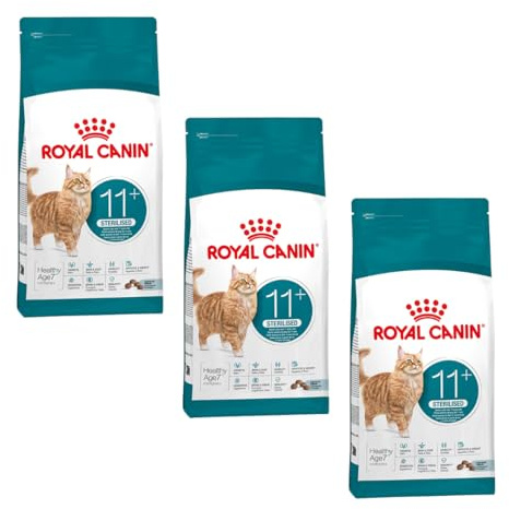 Royal Canin Ageing Sterilised 11+ | Pack de 3 | 3 x 400 g | Nourriture sèche pour chats stérilisés à partir de 11 ans | Formule avec le Complexe HealthyAge7™ | Contient des croquettes faciles à mâcher