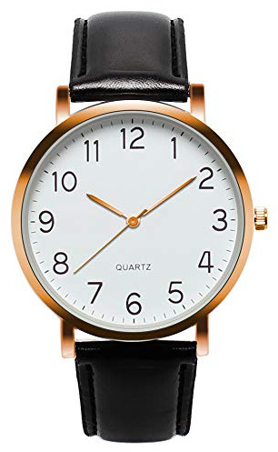 Unisex enkel affärsmode läder kvarts armbandsur automatisk klocka för kvinnor