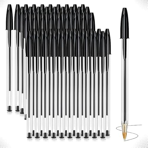 100 Pack Black Ballpoint Pens – Medium Point Smooth Writing Biro Pens with Quick-Dry Black Ink – Comfortable Grip, Smudge-Free – Bulk Multipack for Office, School, Students, Home & Stationery Supplies