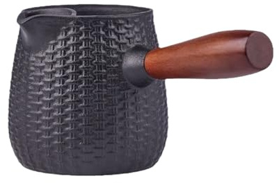 Théière en Fonte,Théière Pour Poêle D'une Capacité De 600 Ml - Bouilloire en Fonte avec Poignée en Bois,Pour Ébullition, Cuisine, Camping, Voyage, Plage, Adultes Et