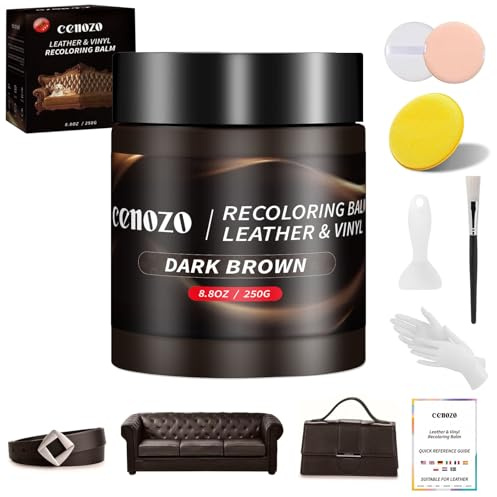 250g Marrón Oscuro Kit de Reparación para Cuero,Cuero Liquido Reparador,Pintura para Cuero para Reparar el Desgaste y Las Marcas en Sofás, Muebles de Vinilo, Asientos de Automóvil y Zapatos de Cuero