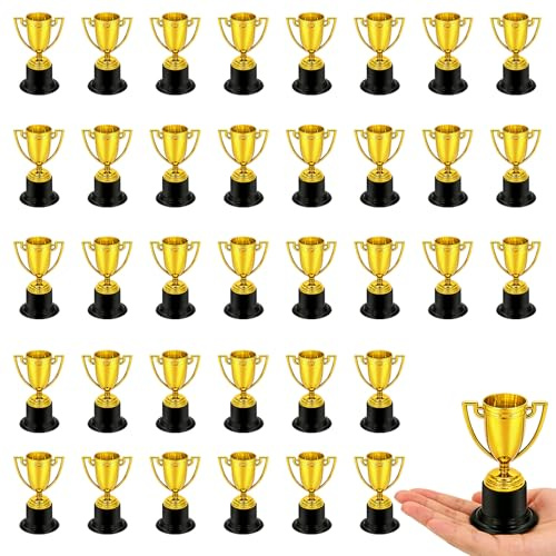 DNTHYRIN 36Pcs Trophies, Includes Mini Trophies, Gold Trophy Cups, and Awards Medals for Classroom School Events, Party Rewards, Competition Ceremonies, and Various Achievement Celebrations