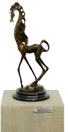 Konst & omgivning – abstrakt bronsfigur – häst/häst – hommage an Salvador Dali – signerad – modern skulptur köp
