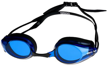 arena Tracks Unisex Wettkampf-Schwimmbrille für Erwachsene, Schwimmbrille mit Antibeschlag-Gläsern, UV-Schutz, 4 Austauschbare Nasenstege, Silikondichtungen