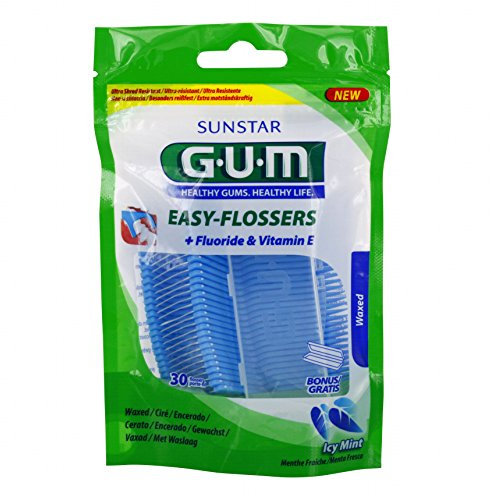 GUM Hilo dental Easy Flosser con soporte, 30 unidades, paquete doble (2 x 30 unidades)