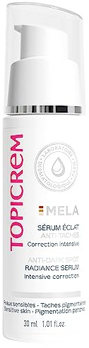 Topicrem - Mela, Sérum Éclat Anti-Taches - Hydrate 24h, Unifie et Ravive le Teint, Corrige et Prévient l’Apparition des Taches - Soin du Visage pour Peaux Sensibles - 30 ml