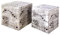 Homestyle4u 1828, Holzhocker Hocker Holz Weiß Grau 2 Stück Sitzhocker 2er Set Tischhocker Kniehocker Würfel