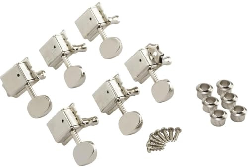 Fender Vintage-Style Strat/Tele Guitar Tuning Machines, Set of 6 Tuners For Stratocaster, Telecaster, Jazzmaster and Jaguar guitars, Nickel