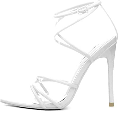 Cape Robbin Women's Strappy Pointy Open Toe Ankle Strap Stiletto Sandal-Ada, White, 8 UK