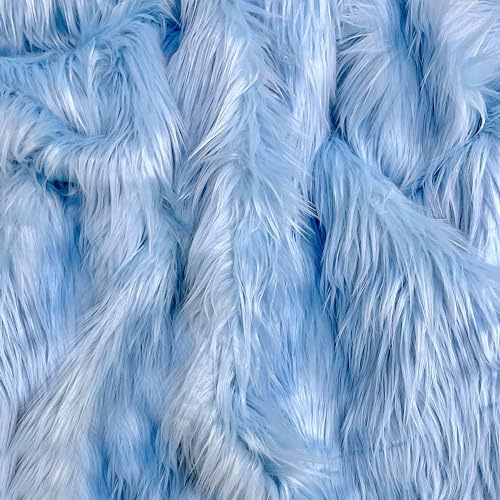 EOVEA - Shaggy Faux Fur Fabric - Half Yard - Baby Blue - 60 X 18 Inches - DIY Craft Supply, Hobby, Costume, Decoration,Camera Floor,Pillow,Vests,Shaw