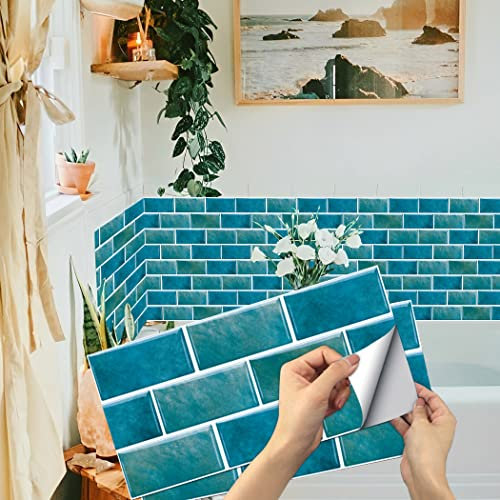 Stickers Carrelage Cuisine, 12 pièces Autocollant en Tuile Auto-Adhésif Sticker Imperméable en PVC Autocollants de Carreaux Carrelage Adhesif Mural Autocollant pour Salle de Bains et Cuisine