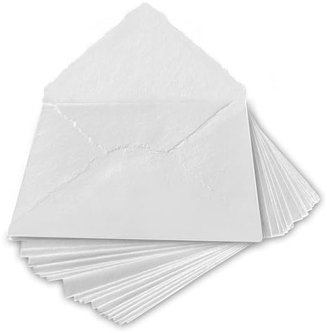Wanderings Sobre Hecho a Mano con Borde Desgarrado Rosado - 5,25x7,25 / 13,3x18,4 cm Paquete de 25 - para Anuncios, Invitaciones de Boda, Tarjetas de Felicitación, Manualidades - Grueso 150 GSM