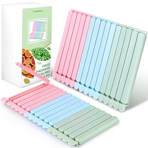 30 PCS Plastic Chip Clips for Food Packages, Curved Design Sealing Bag Clips for Food, Kitchen and Home(5.9in x15, 4.7in x 15)