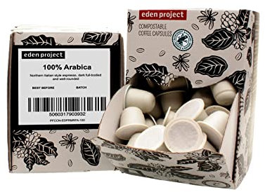 THE EDEN PROJECT 100 x 100% ARABICA Home Compostable Coffee Pods - Compatible with Nespresso Original system coffee machines - EXTRA VALUE 100 POD PACK