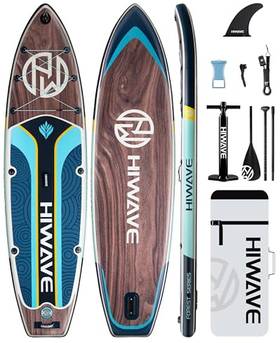 Hiwave Inflatable Stand Up Paddle Board 11’*34”*6” Sup Board,420lbs Capicity, Pet Friendly Paddle Board for Ocean&Lake, w/3pcs Adjustable Paddle