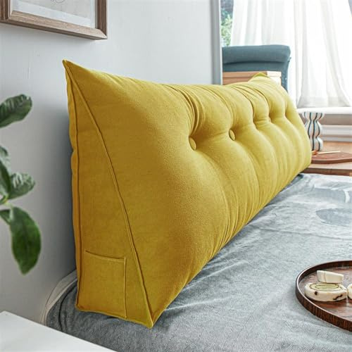 Stor Kudde Kudde För Läsning Av Huvudskivor Sängstödkudde Triangelhuvud Backup Backup Förstärkning Stöd För Sovrum Bäddsoffa(150 x 50 x 20 CM,Yellow)