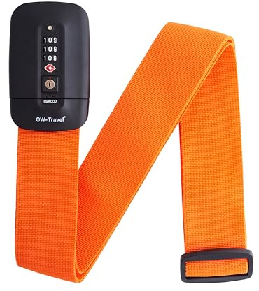 OW-Travel Cinghia per Valigia TSA, Cintura Valigia con Chiusura, Arancione