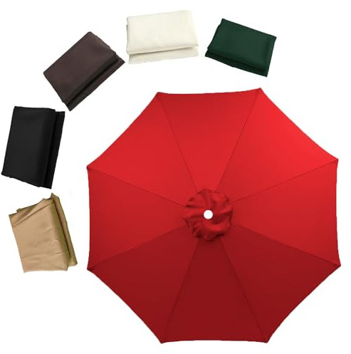 JEDAL 8 Rippen Sonnenschirm Ersatzbezug 2.30m 2.70m 3.0m terrassenschirm ersatzdach Marktschirm Ersatzbespannung Wasserdicht Für Gartenschirm Strandschirm(Rot,300cm)