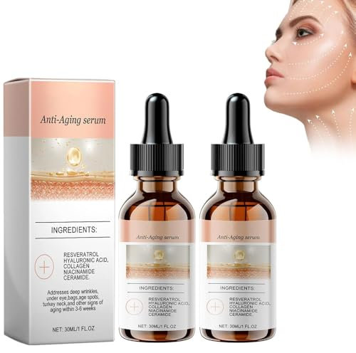2Pcs New Formula Resveratrol Hyaluronic Acid Serum,Resveratrol Antioxidant Serum,Moisturising Collagen Anti-Wrinkle Essence,Wrinkle Reducing,Face Lifting