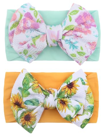 LAKJUOZ 2 Pezzi Fiocco Nascita Bimba, Fascia Elastica, Accessori Neonata, Fascette Per Capelli Per Fiocchi, Regalo Per Bambini Per Foto