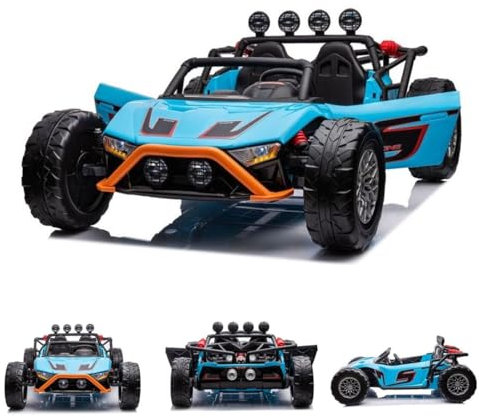 ES-TOYS Kinder Elektroauto Buggy 168 Zweisitzer Eva-Reifen 2 Motoren bis 12 km/h, Farbe:blau