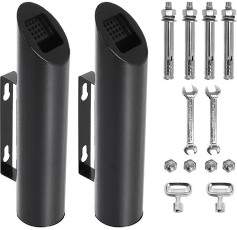 Posacenere da Parete in Acciaio Inox 2 Pezzi, Cenereio Rotondo da Esterno di Facile Pulizia, Ideale per Balcone, Giardino, Hotel, Ufficio, Ristorante (Nero)