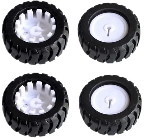 RecDec Confezione da 4 ruote di ricambio per mini micro motore N20, con albero da 3 mm, foro a D, per motore a bassa velocità, motore N20, robot fai da te, camion, mini veicoli da costruzione, barca