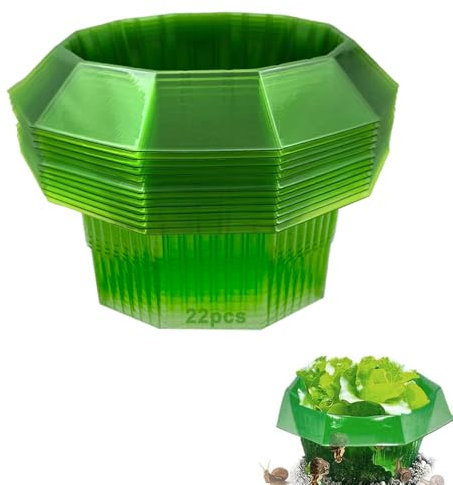 Anyingkai Collari per Lumache,per Giardino,Anello Protezione Lumache,Collari Barriera Antilumache,recinto in plastica per Piante da Insalata e cavoli, Protegge Le Piante dal (verde-22)