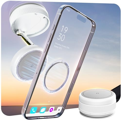 MiiKARE Upgraded Magnetic Phone Holder 360° Rotating Vacuum Magnetic Car Phone Holder for Mag-safe, Adjustable&Foldable Cars Phone Mount for Automobile/Gym/Mirror/Shower for i-Phone&Android, White