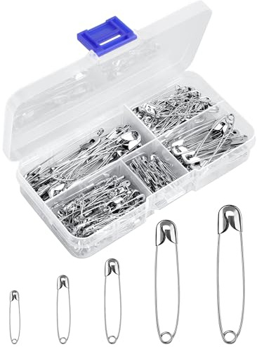 260 Stück Sicherheitsnadeln Set - 5 Größen 19mm - 55mm,Rostbeständig Metall Safety Pins,Haltbar Sicherheitsnadeln für Kleidung Kunsthandwerk Nähen DIY und Schneiderei,(260, Silber)