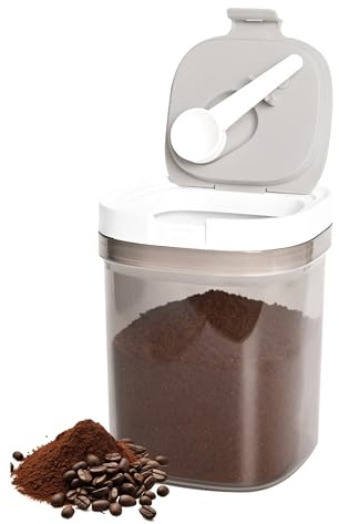 ZHABAYEN Airtight Coffee Canister, Coffee Container with Lids and Magnetic Scoop, Kitchen Food Storage Jar for Grounds Coffee, Beans, Tea, Sugar, Flour, Cereal, Dry Food Storage, 1300ml
