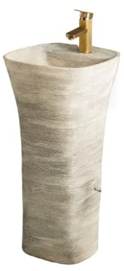 lavabo del baño, Lavabo de pedestal cerámica combinado con grifo y kit desagüe Courtyard una pieza