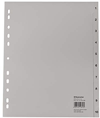 Soennecken Register 2132 DIN A4 1-10 volle Höhe Überbreite PP grau