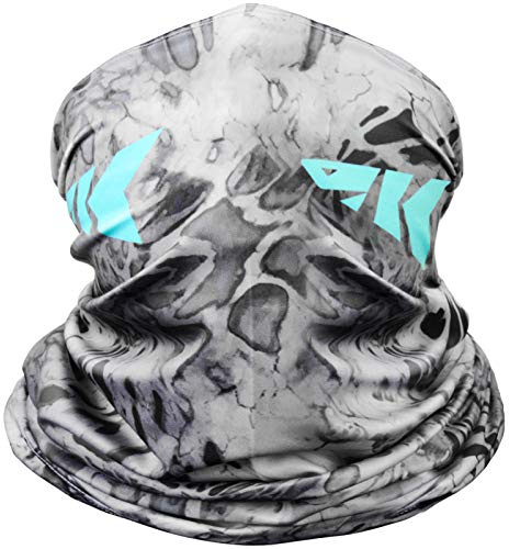 KastKing Sol Armis Neck Gaiter - UPF 50 Face Mask - UV Sun Protection Mask for Men & Women, Fishing, Hiking, Kayaking , Prym1 Camo, RocketPop,19x9.5 Inches,Silver Mist