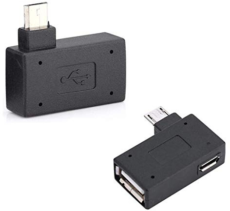 OTG Adapter, 90 Right Angle USB Port Adapter, Micro OTG Cable 2 Pack Compatible with Firestick 2nd Gen, 3rd Gen and 4K, Android Smartphones, Tablets, Rii, Logitech Keyboards, Nintendo, SNES, NES