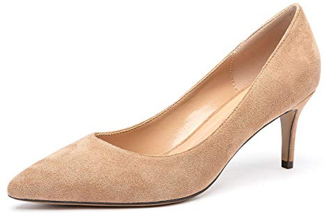 Castamere Mujer Puntiagudas Medio Tacón Zapatos de Tacón Tacón de Aguja 6.5CM Marrón Camello Ante Zapatos EU 40
