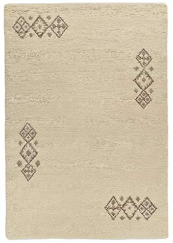 Theko | Berber Teppich aus 100% Schurwolle aus Marokko | nachhaltig & robust | handgeknüpft | Farbe: Weiß | 200x250 cm