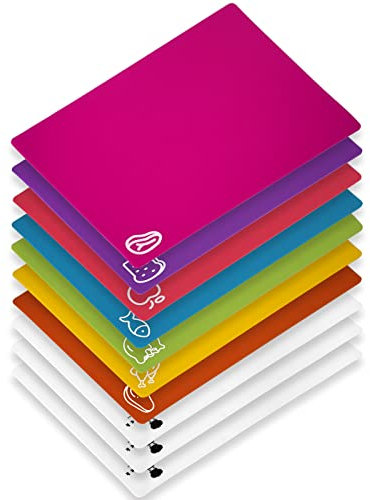 Goodluck 10 Pieces Flexible Cutting Boards, BPA Free Plastic Cutting Boards for Kitchen, Non Slip Cutting Mat for Meat and Vegetables