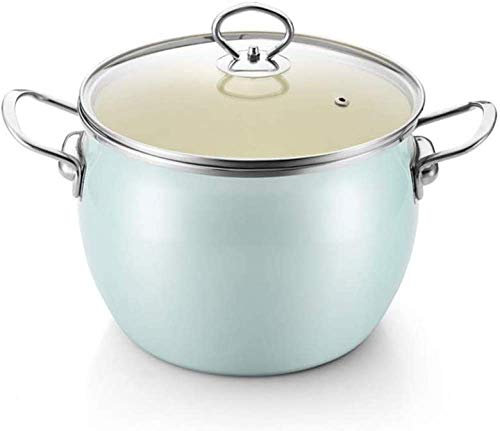 YZJSSL Enamel Casserole Stock Stew Pot Sauce Pan Dish Tray, Non Stick Induction Based, Stockpot Casserole with Glass Lid,-blue