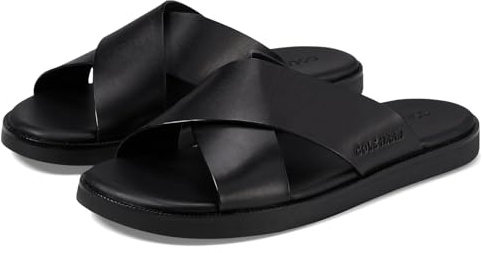 Cole Haan Men's Nantucket Cross Strap Sandal, Black/Black, 8-M US