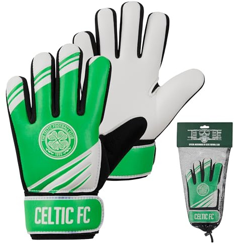 Celtic F.C. Goalkeeper Gloves for Kids Teenagers - Non Slip Padded Palms Size 5 or 7 - Football Celtic Gifts for Boys (Size 5)