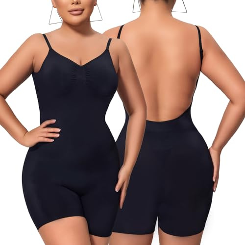 Takusun Body sin espalda para mujer, control de abdomen, espalda baja, moldeador de espalda abierta, sin costuras, sexy