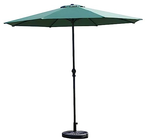 Parasol de jardin Parasol de patio extérieur Parasol de patio à colonne centrale en fer avec parasols de patio à lumière LED avec base de réservoir d'eau Base rechargeable de 9 pieds à 8 nervures