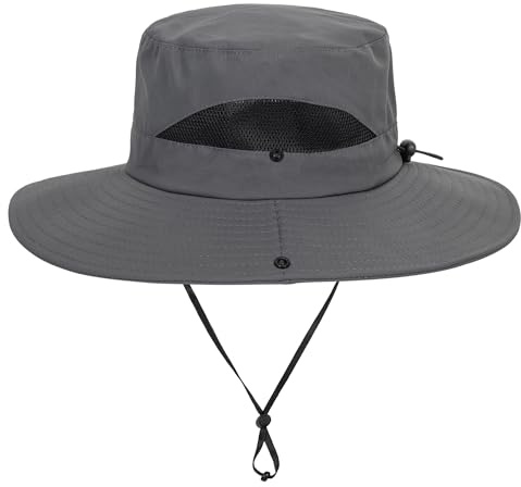 Kids Sun Hat with UV Protection Beach Bucket hat Safari Boonie Cap Grey