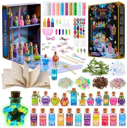 Wothfav Fairy Magic Potion Kit for Kids – 22 Mixed Magic Wizard Potion Bottles, Halloween Christmas Decorations Birthday Gifts Toys for Girls Boys Ages 6 7 8 9 10 12+, Magical Workshop Craft Kits