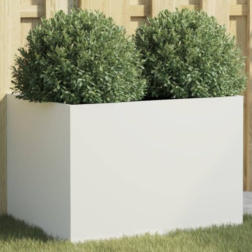 Homgoday Jardinera de Acero Laminado en frío Blanco 62x47x46 cm Huerto Urbano de Jardinera Exterior de Acero para Cultivos Plantas Medicina Herbaria Flores para Terraza Jardín