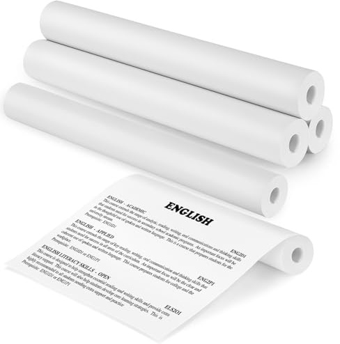 5 rollos de papel térmico A4 para impresora portátil, papel térmico A4, para imprimir archivos, fotos, notas, etiquetas (210 x 25,2 mm)