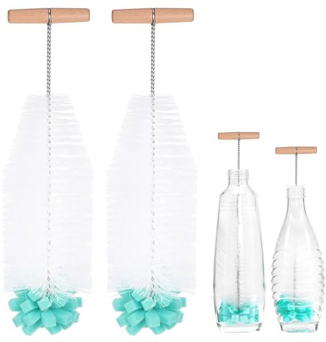MICHIHOMIE 2 Stück Flaschenbürste Kompatibel mit Sodastream Glasflaschen und Kunststoffflaschen, 32cm Reinigungsbürste für Glaskaraffe Sodaflaschen Babyflaschen Trinkflaschen, Reinigt Kraftvoll